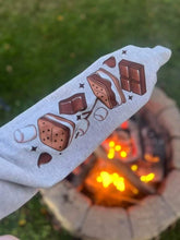 Load image into Gallery viewer, CAMPFIRE & SMORES SWEATSHIRT W/ SLEEVE PRINT