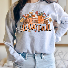 Load image into Gallery viewer, HELLO FALL PUMPKIN CREWNECK SWEATSHIRT