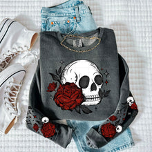 Load image into Gallery viewer, ROSE SKULL SWEATSHIRT W/ SLEEVE PRINT