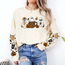 Load image into Gallery viewer, FALL GHOSTIES - CREW SWEATSHIRT W/ SLEEVE PRINT