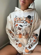 Load image into Gallery viewer, FALL JUNKIE SKELE - FRONT &amp; DOUBLE SLEEVE DESIGN CREWNECK HOODIE
