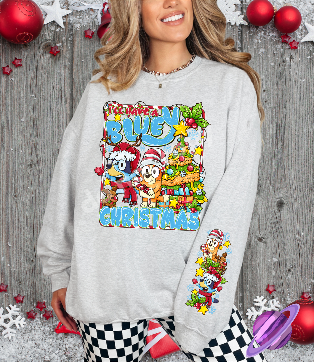 BLU XMAS SWEATSHIRT W/ SLEEVE PRINT