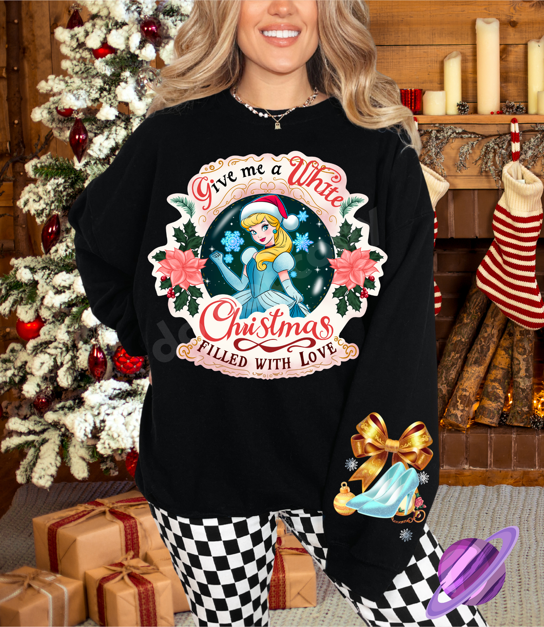 CINDER PRINCESS HOLIDAY- CREWNECK SWEATSHIRT  W/ SLEEVE PRINT