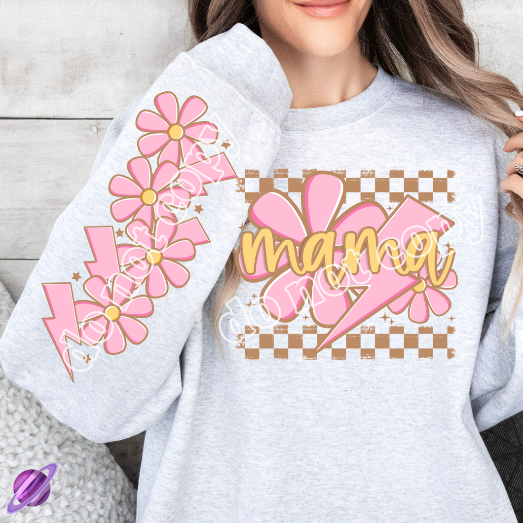 MAMA SPRING W/ SLEEVE PRINT CREWNECK SWEATSHIRT