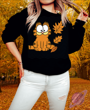 Load image into Gallery viewer, FALLING LEAVES-FALL ORANGE CAT-CREWNECK SWEATSHIRT
