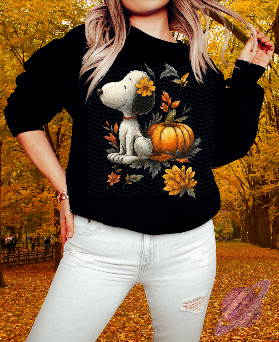 FALLING LEAVES-FALL PUP-CREWNECK SWEATSHIRT