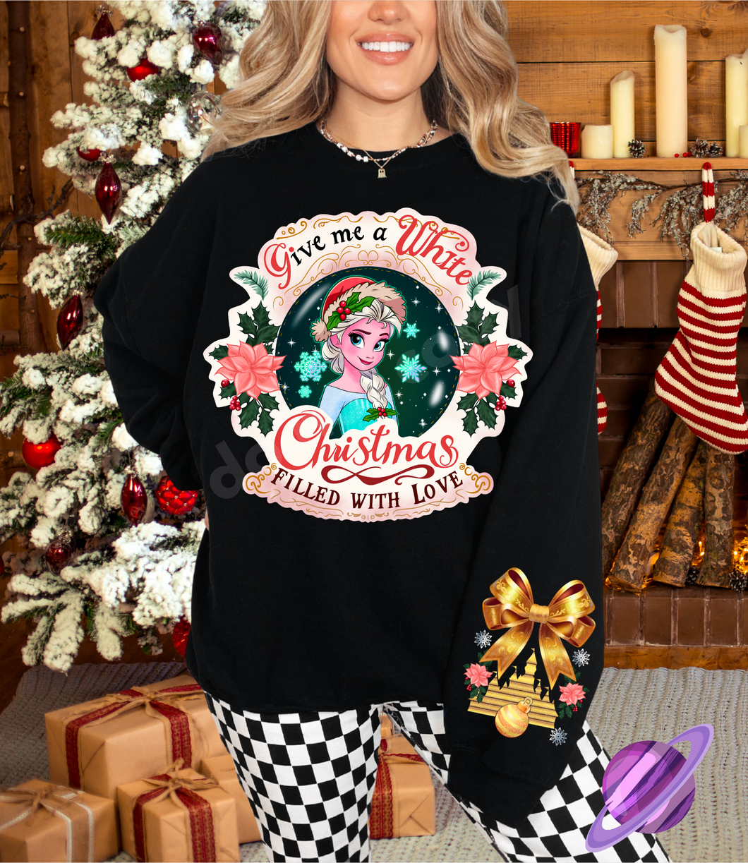 FROSTY PRINCESS- CREWNECK SWEATSHIRT  W/ SLEEVE PRINT