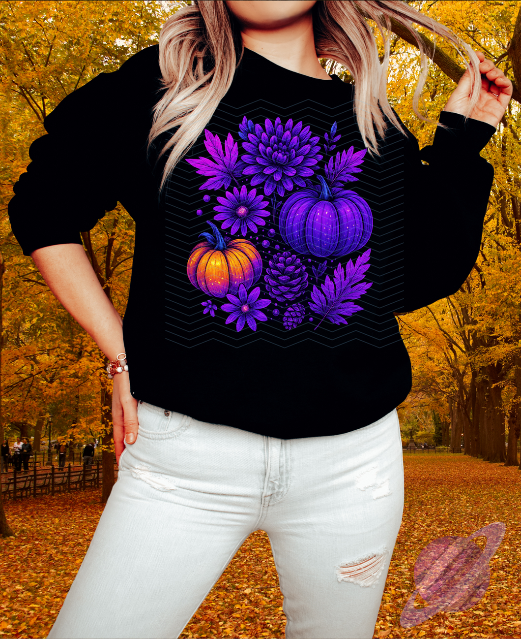FALLING LEAVES-PUMPKIN LEAF-CREWNECK SWEATSHIRT