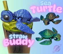 Load image into Gallery viewer, SEA TURTLE-3D PRINTED STRAW BUDDY

