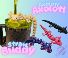 Load image into Gallery viewer, Axolotl- 3D PRINTED STRAW BUDDY
