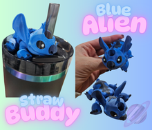 Load image into Gallery viewer, BLUE ALIEN-3D PRINTED STRAW BUDDY
