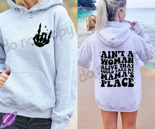 Load image into Gallery viewer, MY MAMAS PLACE HOODIE DOUBLE SIDED PRINT
