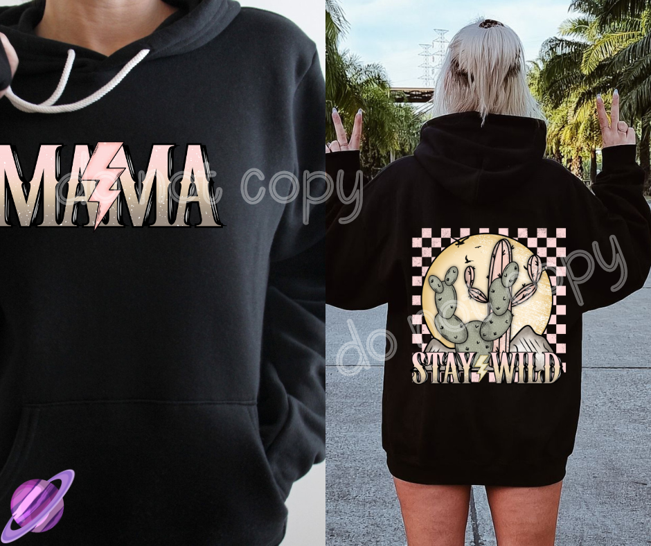 WILD MAMA HOODIE FRONT & BACK DESIGN