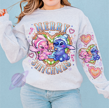 Load image into Gallery viewer, XMAS IN JULY-GINGERBREAD ALIEN- CREWNECK SWEATSHIRT W/ SLEEVE PRINT
