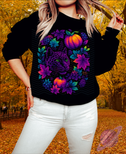 Load image into Gallery viewer, FALLING LEAVES-PUMPKIN KITTY-CREWNECK SWEATSHIRT
